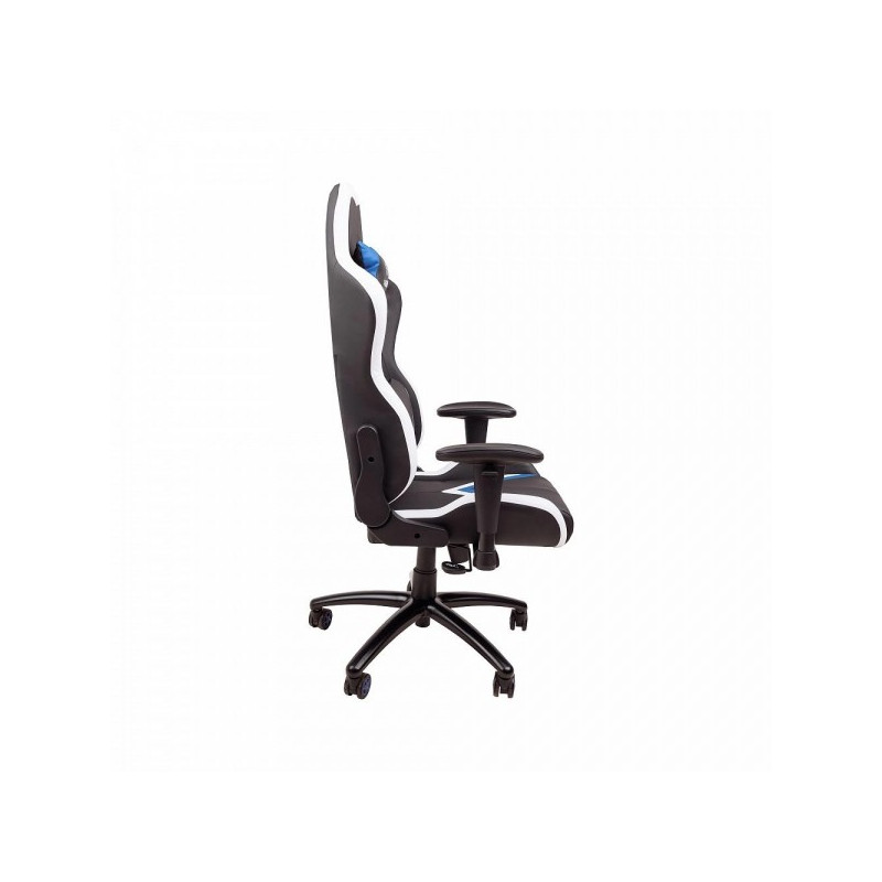Кресло геймерское AksHome Eragon черный/белый/синий вид сбоку