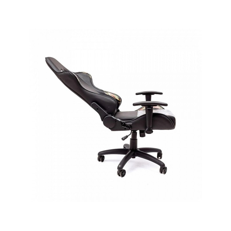 Кресло геймерское AksHome Military черный/камуфляж в разложенном виде