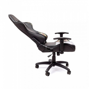 Кресло геймерское AksHome Military черный/камуфляж в разложенном виде