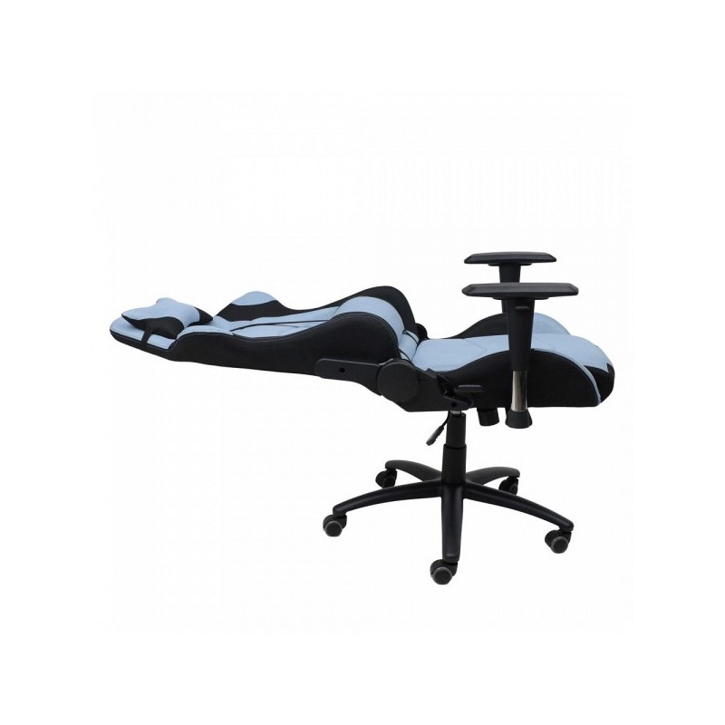 Кресло геймерское AksHome Savage черный/голубой в разложенном виде