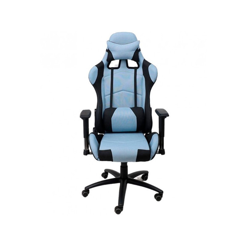 Кресло геймерское AksHome Savage черный/голубой вид спереди