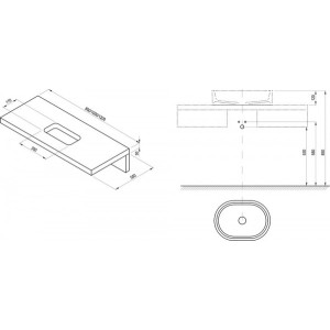 Столешница Ravak L 1000 X000000834 схема