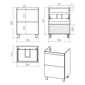 Тумба под умывальник Misty Атлантик 60 П-Атл-01060-0112Я размеры