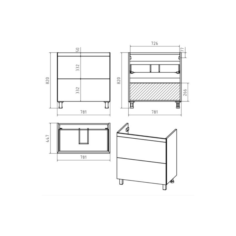 Тумба под умывальник Misty Атлантик 80 П-Атл-01080-0112Я размеры