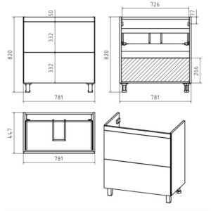 Тумба под умывальник Misty Атлантик 80 П-Атл-01080-0112Я размеры