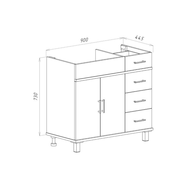 Тумба под умывальник Misty Купер 90 П-Куп01090-0124ЯЛ размеры