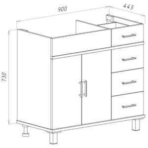 Тумба под умывальник Misty Купер 90 П-Куп01090-0124ЯЛ размеры