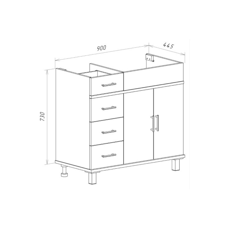 Тумба под умывальник Misty Купер 90 П-Куп01090-0124ЯП размеры