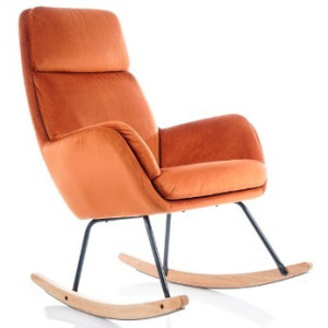 Кресло-качалка Signal Hoover Velvet оранжевый/черный/дуб