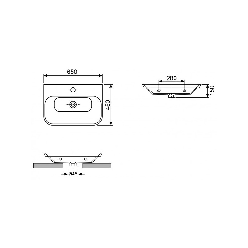 Умывальник Wellsee Eclatant 2.0  151401001 (2 шт.)  параметры