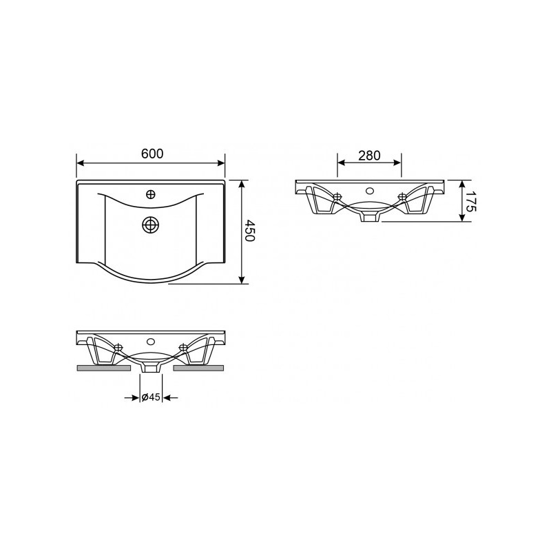Умывальник Wellsee Bisou 60x45 параметры
