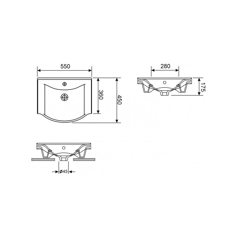 Умывальник Wellsee Bisou 151203001 (2 шт.) параметры