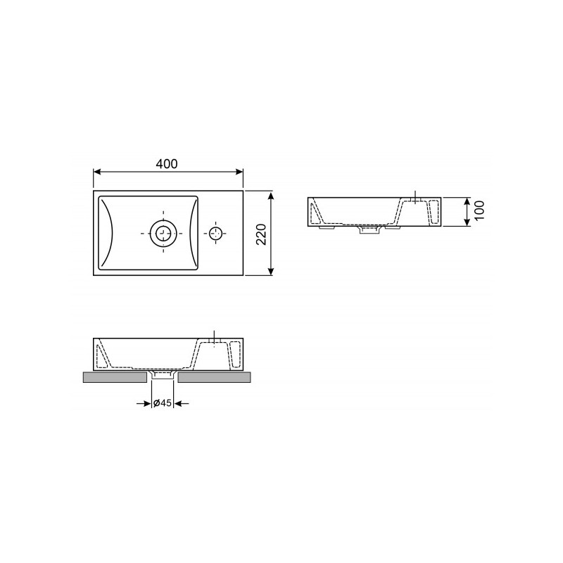 Умывальник Wellsee WC Area 40x22 L параметры