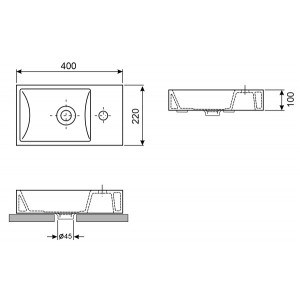 Умывальник Wellsee WC Area 40x22 L параметры
