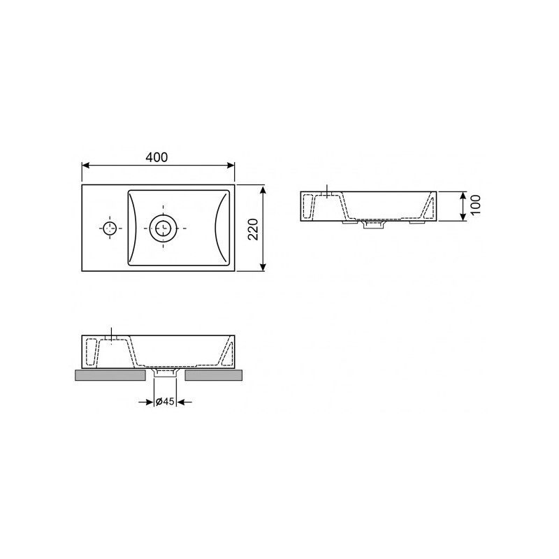 Умывальник Wellsee WC Area 40x22 R параметры