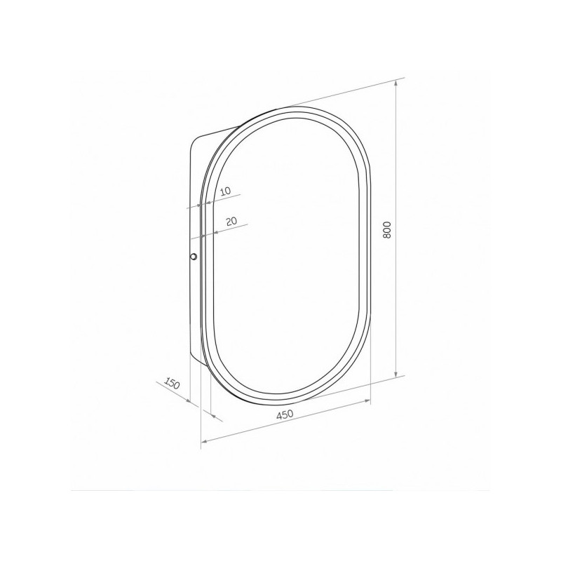 Шкаф с зеркалом Континент Elmage White Led 45х80 схема фасад