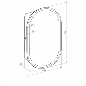 Шкаф с зеркалом Континент Elmage White Led 45х80 схема фасад