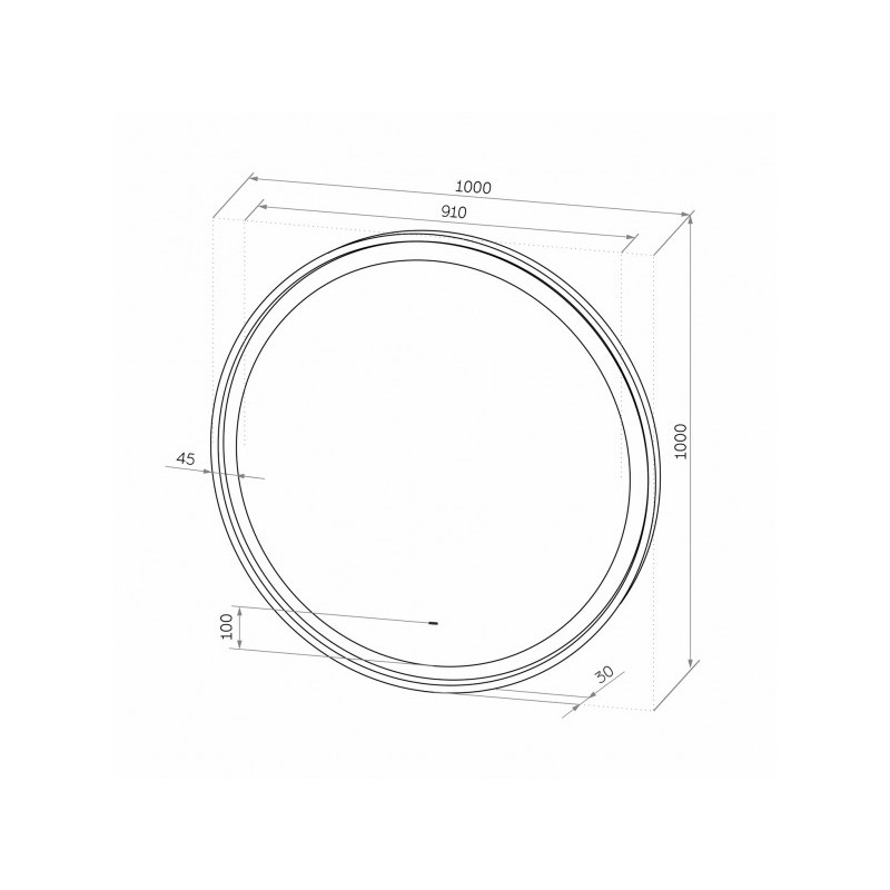 Зеркало Континент Planet Led 100x100 White (теплая подсветка) схема