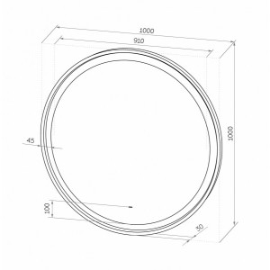 Зеркало Континент Planet Led 100x100 White (теплая подсветка) схема