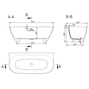 Ванна каменная Salini Sofia Wall S-Sense 170x80 глянцевый параметры