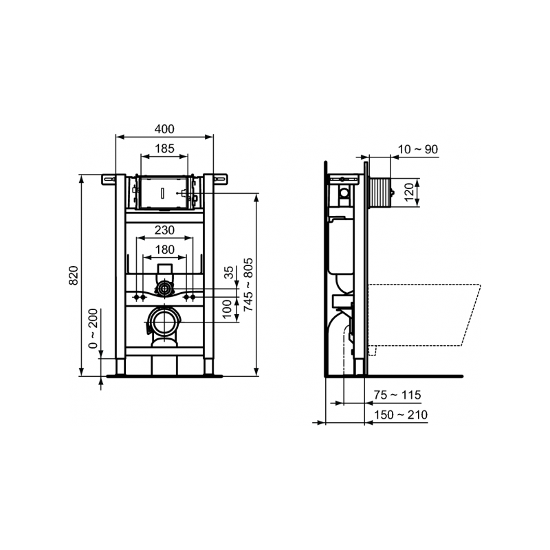Инсталляция для унитаза Ideal Standard Prosys Frame 150 M 124648 параметры