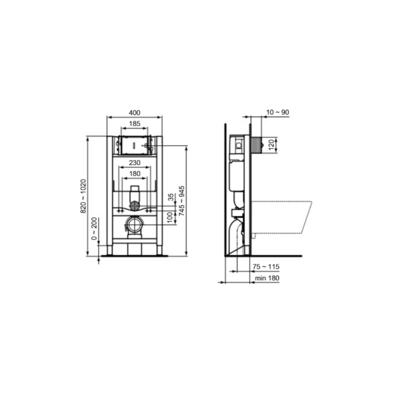 Инсталляция для унитаза Ideal Standard Prosys FreeStanding Frame 150 M R009167 параметры