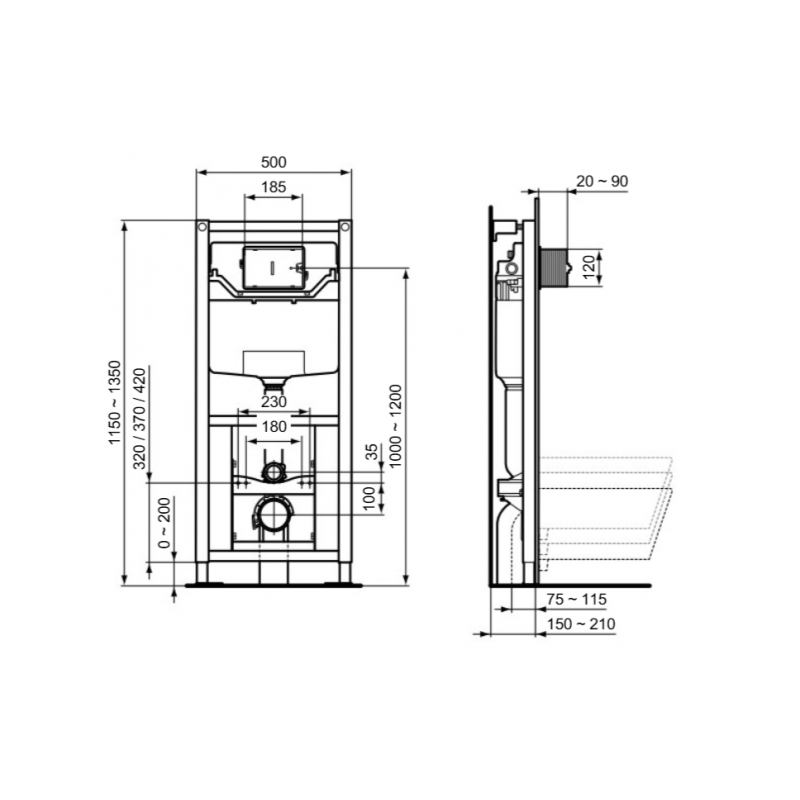 Инсталляция для унитаза Ideal Standard Prosys Frame 120 M 3H R009567 параметры
