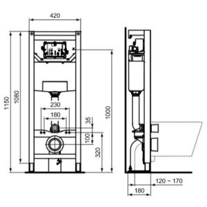 Инсталляция для унитаза Ideal Standard Prosys Frame 120 P R009667 параметры