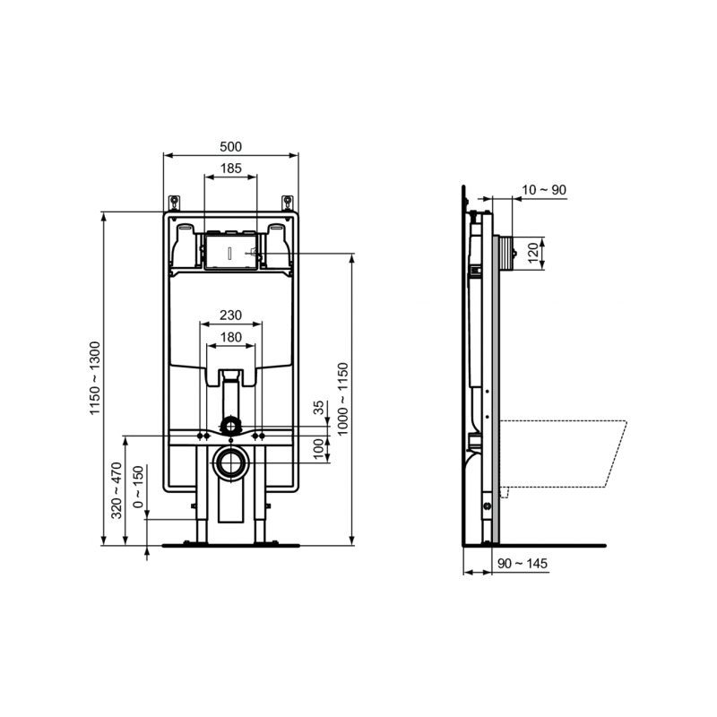 Инсталляция для унитаза Ideal Standard Prosys Frame 80 M R014367 параметры