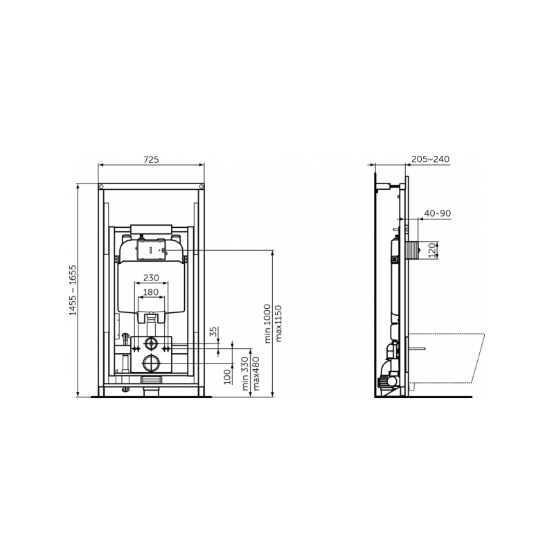 Инсталляция для унитаза Ideal Standard Prosys Comfort R0145A6 параметры