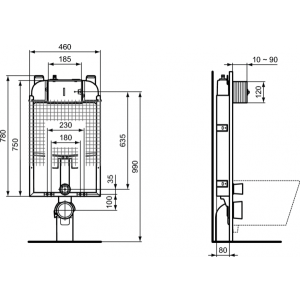 Инсталляция для унитаза Ideal Standard Prosys 80 M R014667 параметры