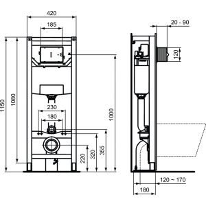 Инсталляция для унитаза Ideal Standard Prosys Frame 120 P R015467 параметры