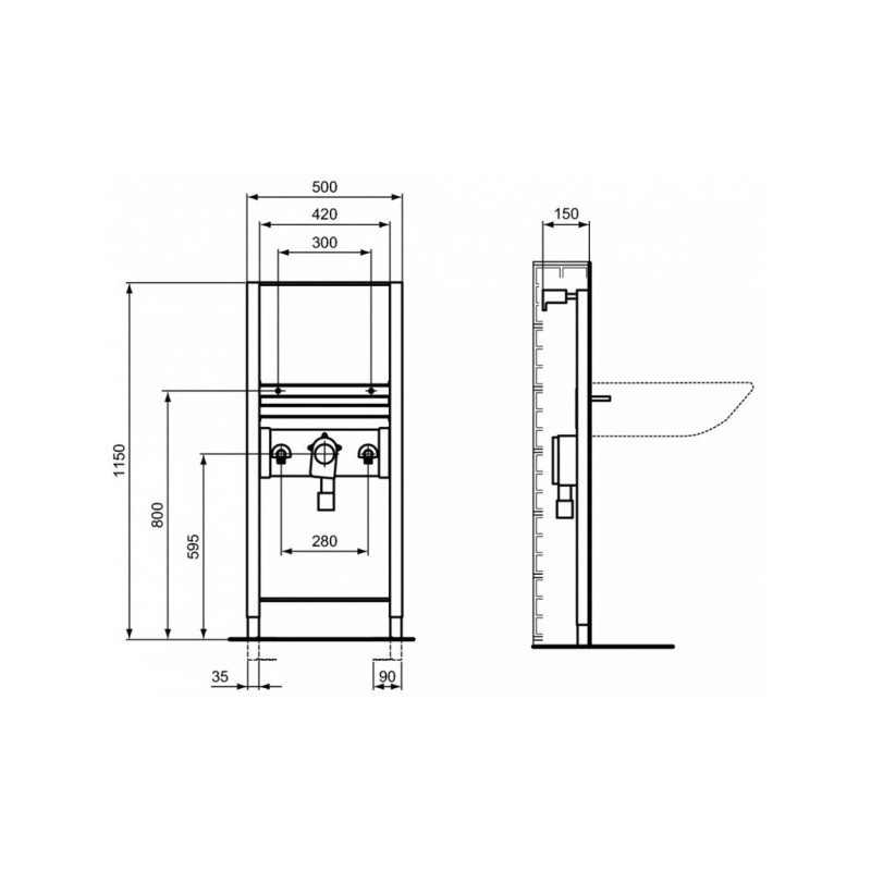 Инсталляция для раковины Ideal Standard Prosys R016067 параметры