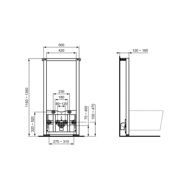 Инсталляция для биде Ideal Standard Prosys R016267 параметры