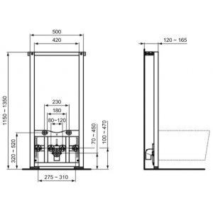 Инсталляция для биде Ideal Standard Prosys R016267 параметры