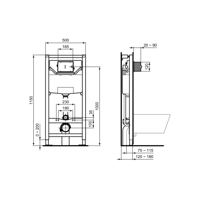 Инсталляция для унитаза Ideal Standard Prosys Frame 120 M R020467 параметры