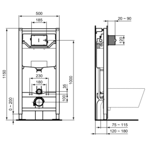 Инсталляция для унитаза Ideal Standard Prosys Frame 120 M R020467 параметры