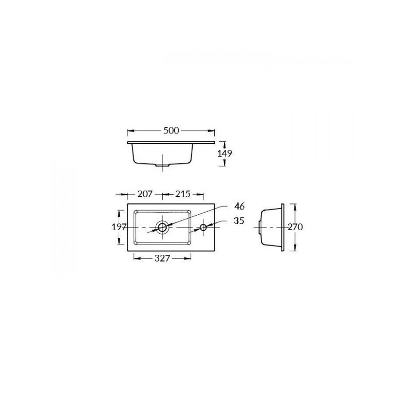 Умывальник Kerama Marazzi Lato 50x27 схема