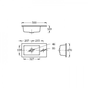 Умывальник Kerama Marazzi Lato 50x27 схема