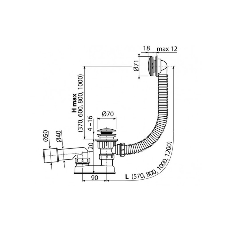 Сифон Alcaplast A504CKM-BL-01 схема