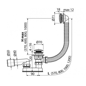 Сифон Alcaplast A504CKM-BL-01 схема
