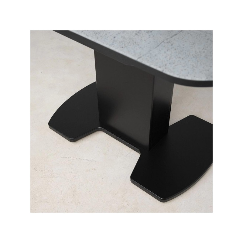 Кухонный стол Аврора Корсика мрамор серый/черный матовый основание