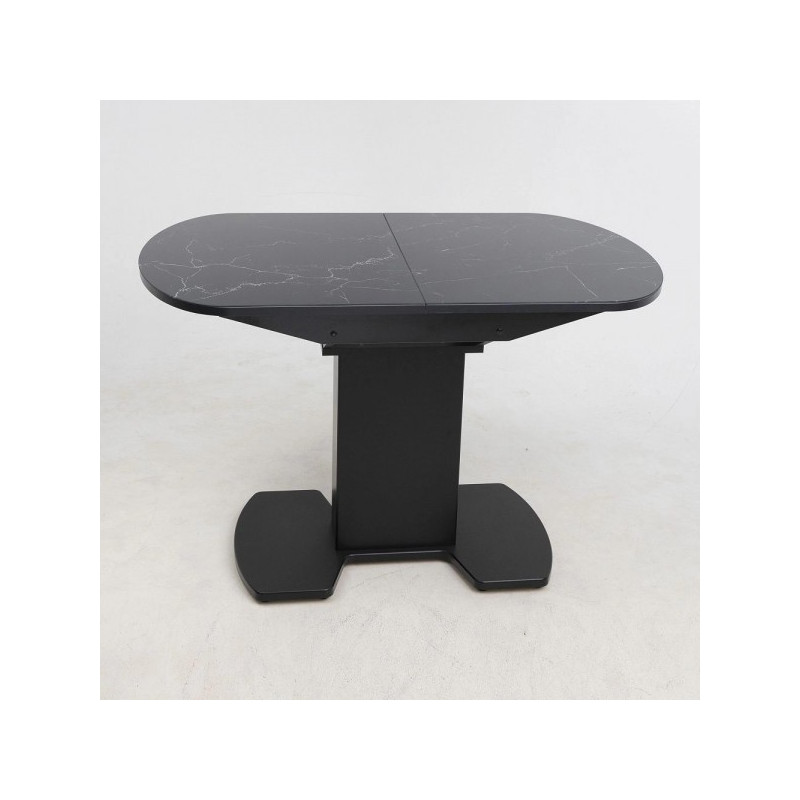 Кухонный стол Аврора Корсика мрамор черный/черный матовый вид спереди