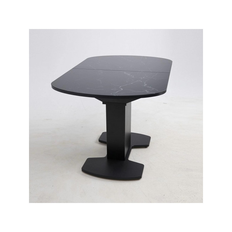Кухонный стол Аврора Корсика мрамор черный/черный матовый вид сбоку