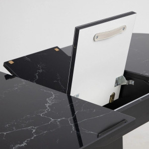 Кухонный стол Аврора Корсика мрамор черный/черный матовый механизм