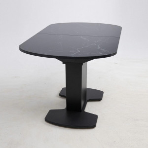 Кухонный стол Аврора Корсика мрамор черный/черный матовый вид сбоку