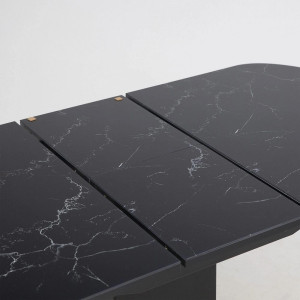 Кухонный стол Аврора Корсика мрамор черный/черный матовый столешница
