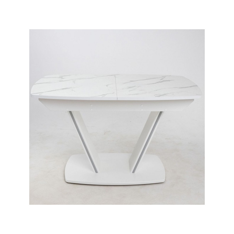 Кухонный стол Аврора Дрезден камень белый/белый вид спереди