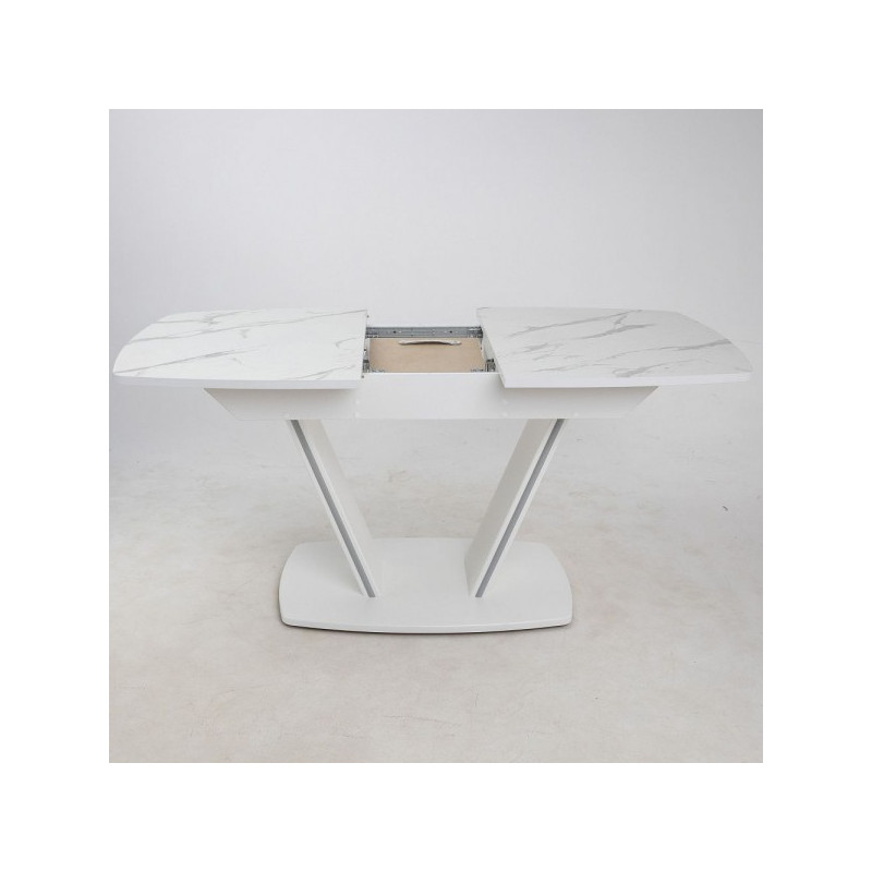 Кухонный стол Аврора Дрезден камень белый/белый вкладка
