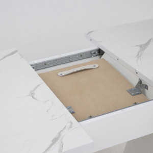 Кухонный стол Аврора Дрезден камень белый/белый вид внутри